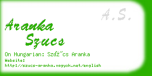 aranka szucs business card